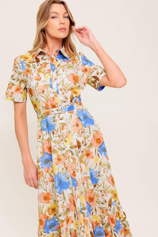 HAZEL DREAM IVORY WOVEN MIDI DRESS - Glamourous Grace