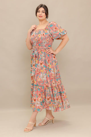 ROSY TWILIGHT WOVEN MIDI DRESS - Glamourous Grace