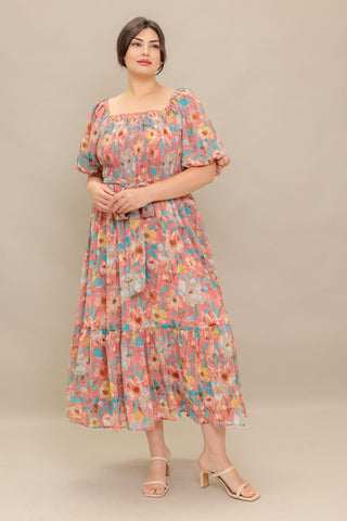 ROSY TWILIGHT WOVEN MIDI DRESS - Glamourous Grace