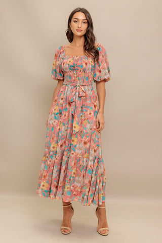 ROSY TWILIGHT WOVEN MIDI DRESS - Glamourous Grace