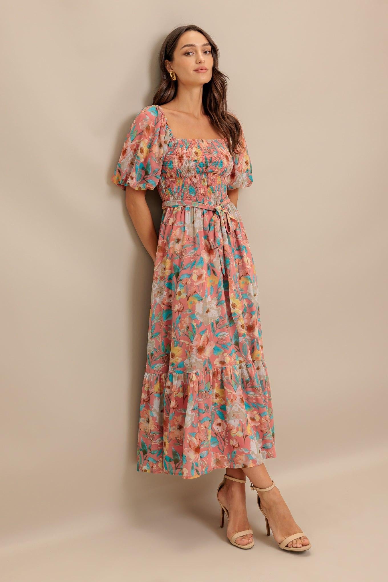ROSY TWILIGHT WOVEN MIDI DRESS - Glamourous Grace