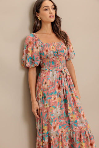 ROSY TWILIGHT WOVEN MIDI DRESS - Glamourous Grace