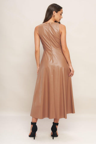 BARE SOPHISTIQUE FAUX LEATHER MIDI DRESS - Glamourous Grace