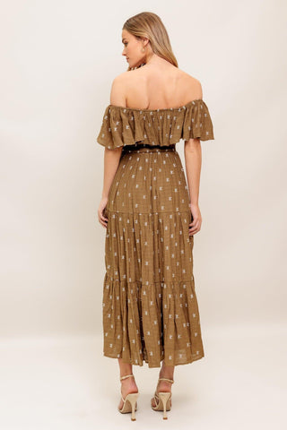 BELLE AMOUR BROWN WOVEN MIDI DRESS - Glamourous Grace