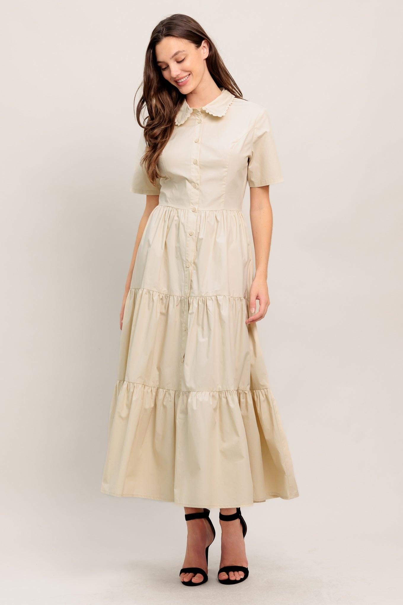 WORTH THE WAIT WOVEN MIDI DRESS - Glamourous Grace