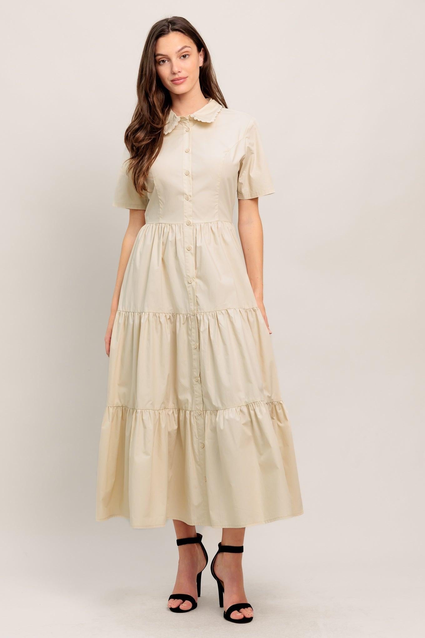 WORTH THE WAIT WOVEN MIDI DRESS - Glamourous Grace