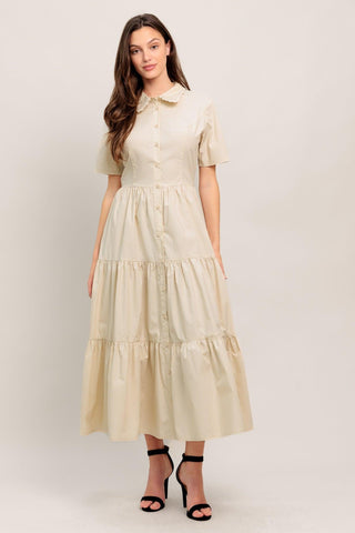 WORTH THE WAIT WOVEN MIDI DRESS - Glamourous Grace