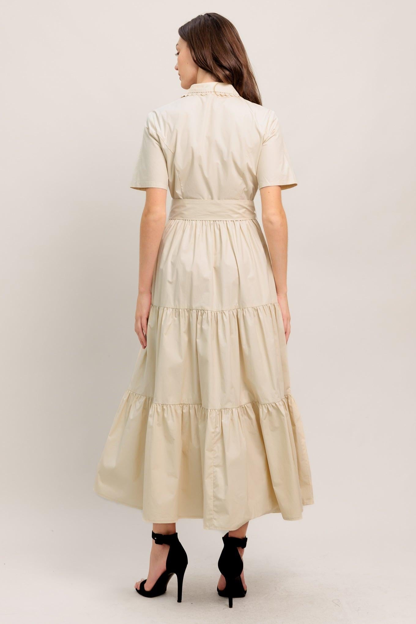 WORTH THE WAIT WOVEN MIDI DRESS - Glamourous Grace