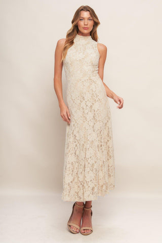 ELEGANT FLORAL STRETCH LACE MIDI DRESS - Glamourous Grace