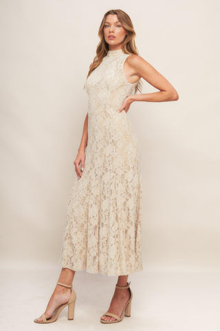 ELEGANT FLORAL STRETCH LACE MIDI DRESS - Glamourous Grace