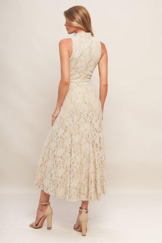 ELEGANT FLORAL STRETCH LACE MIDI DRESS - Glamourous Grace
