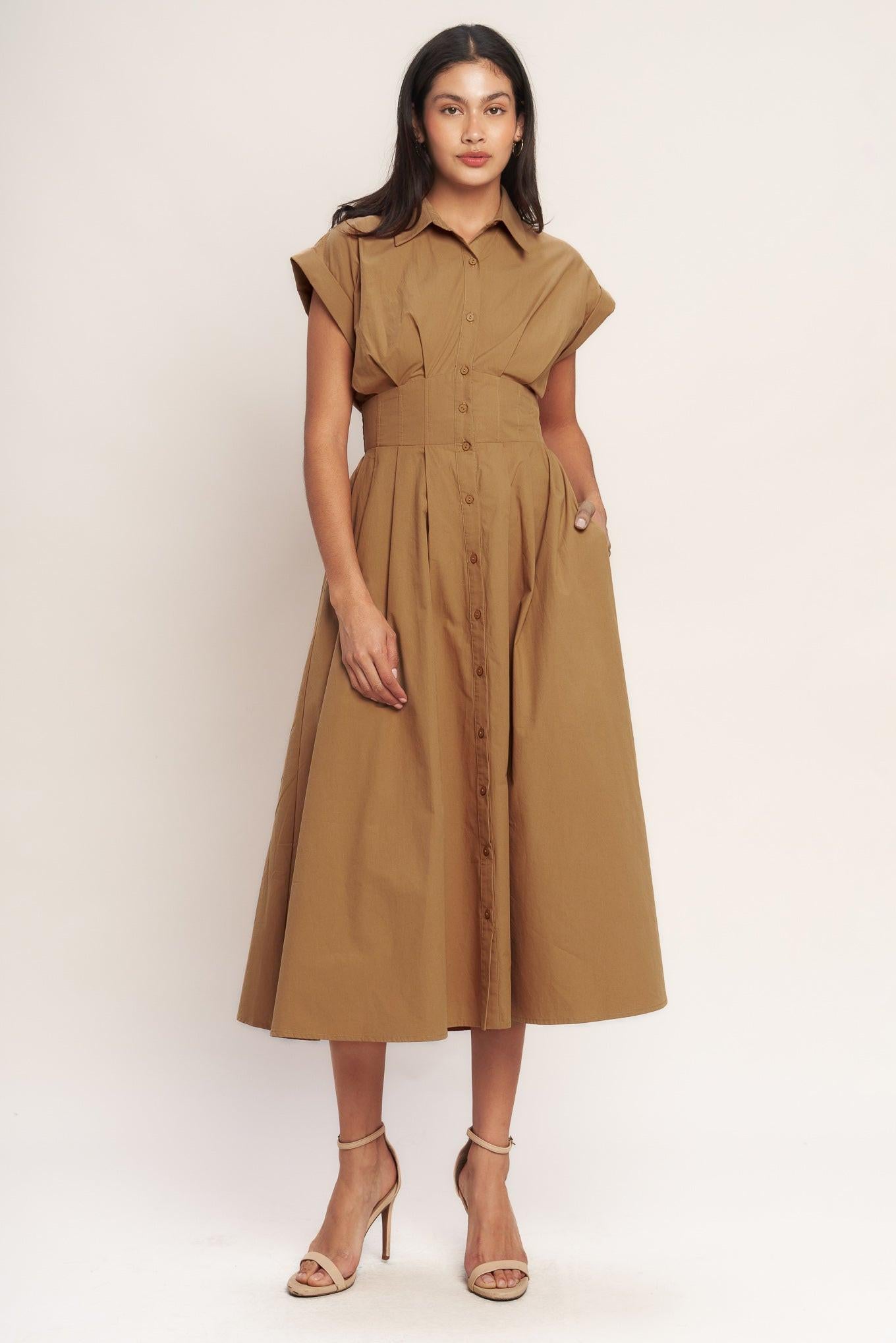 LOVE YOU MORE WOVEN MIDI DRESS - Glamourous Grace