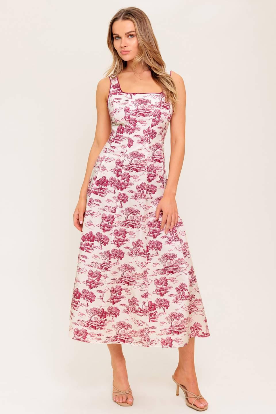 MOJITO MOOD BERRY WOVEN MIDI DRESS - Glamourous Grace