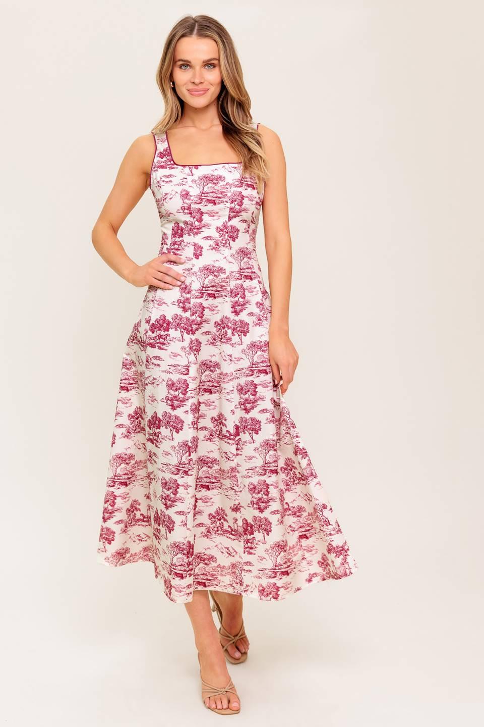 MOJITO MOOD BERRY WOVEN MIDI DRESS - Glamourous Grace