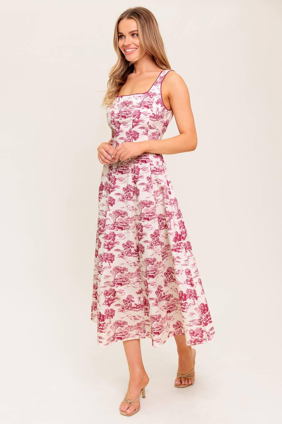 MOJITO MOOD BERRY WOVEN MIDI DRESS - Glamourous Grace