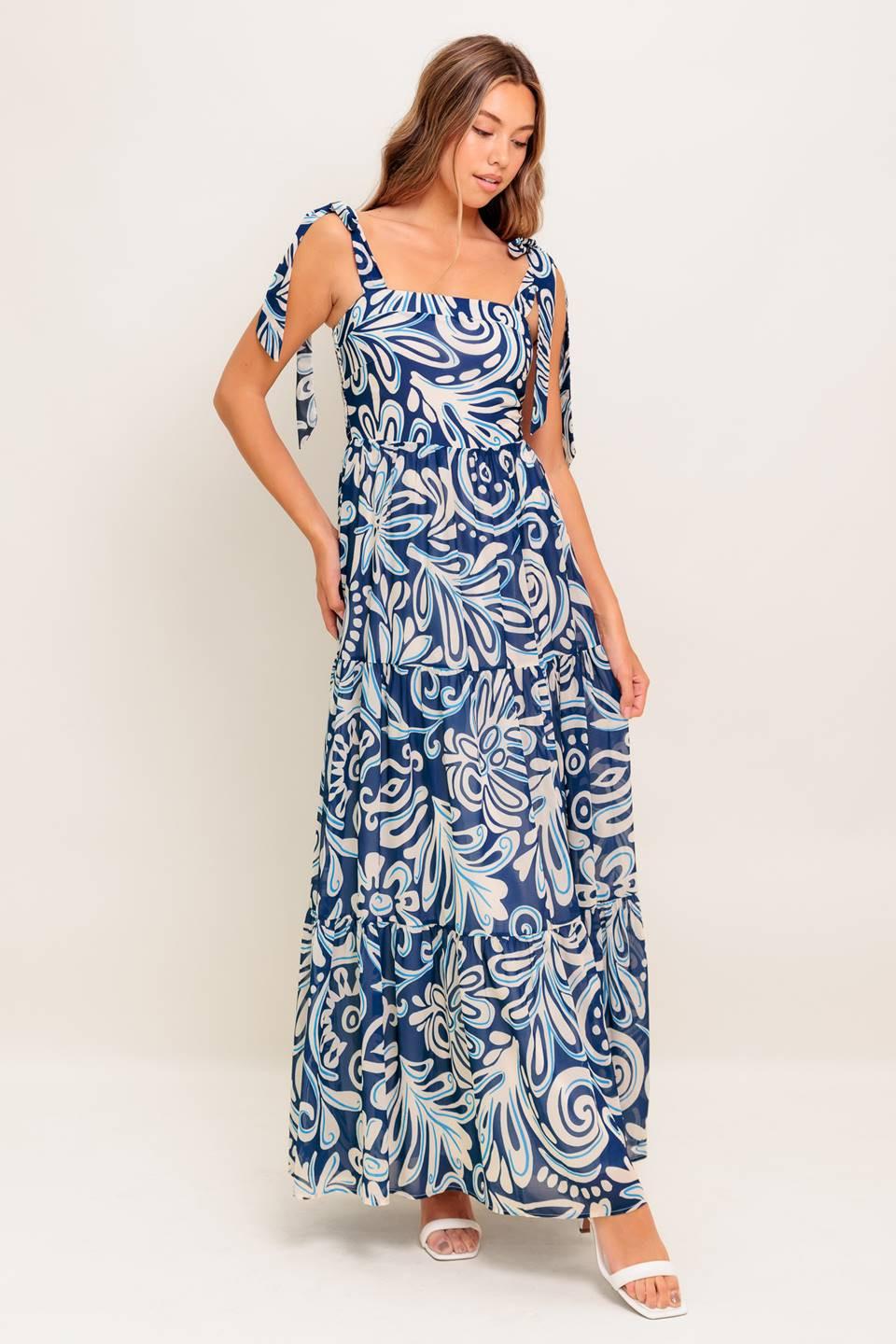 ISLAND SERENADE NAVY WOVEN MAXI DRESS - Glamourous Grace