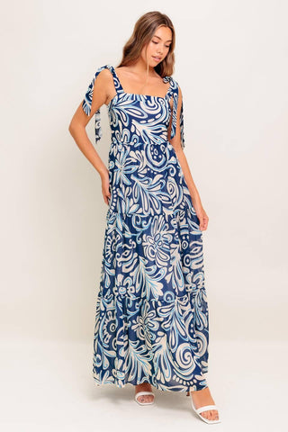 ISLAND SERENADE NAVY WOVEN MAXI DRESS - Glamourous Grace