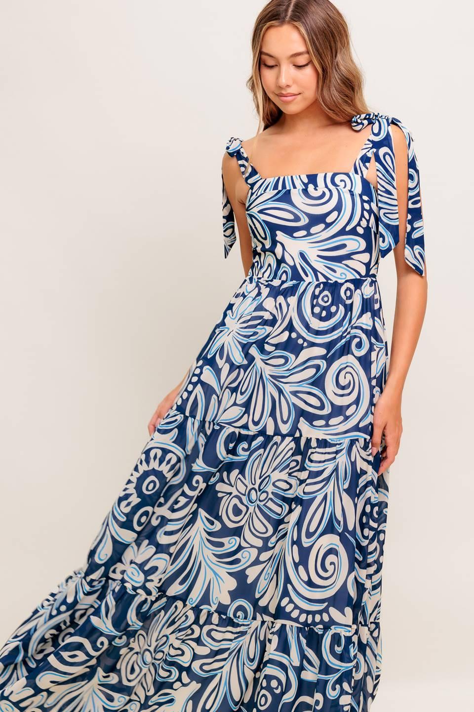 ISLAND SERENADE NAVY WOVEN MAXI DRESS - Glamourous Grace