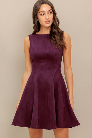WINE IN THE SUN FAUX SUEDE MINI DRESS - Glamourous Grace
