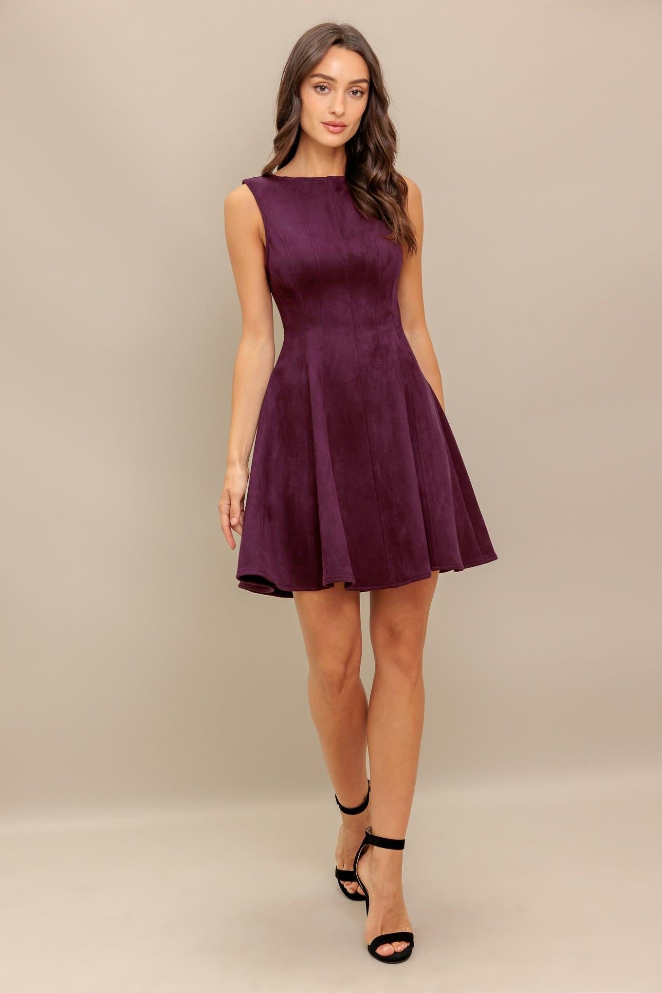 WINE IN THE SUN FAUX SUEDE MINI DRESS - Glamourous Grace