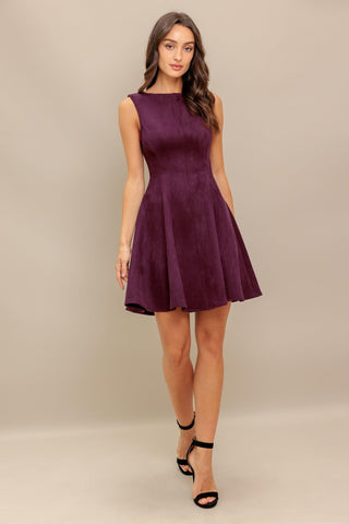 WINE IN THE SUN FAUX SUEDE MINI DRESS - Glamourous Grace