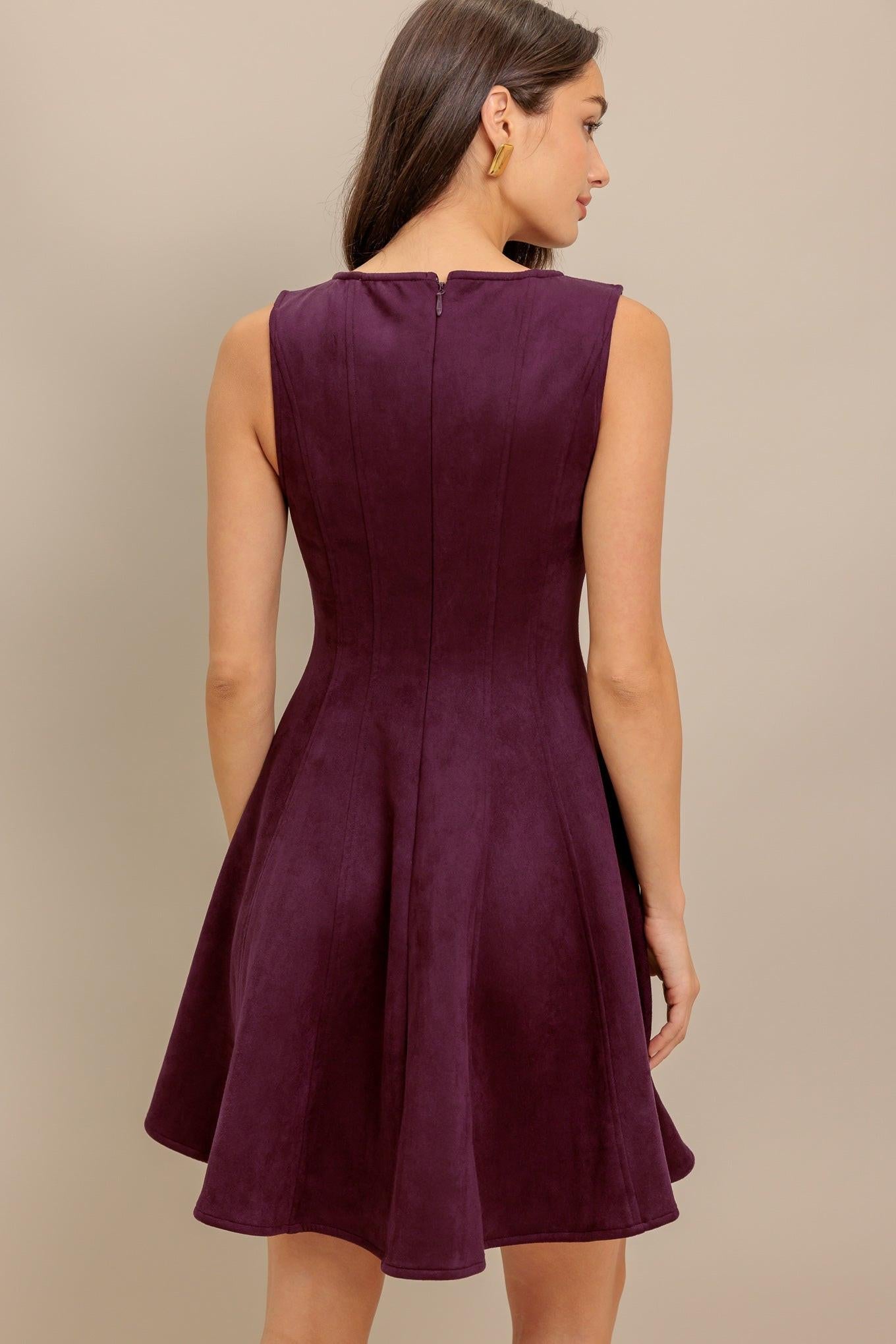 WINE IN THE SUN FAUX SUEDE MINI DRESS - Glamourous Grace
