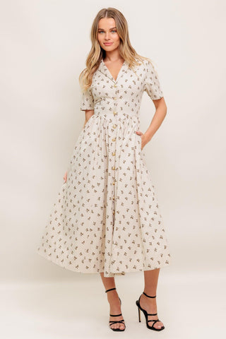 CANDY KISS BEIGE WOVEN MIDI DRESS - Glamourous Grace