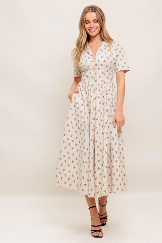 CANDY KISS BEIGE WOVEN MIDI DRESS - Glamourous Grace