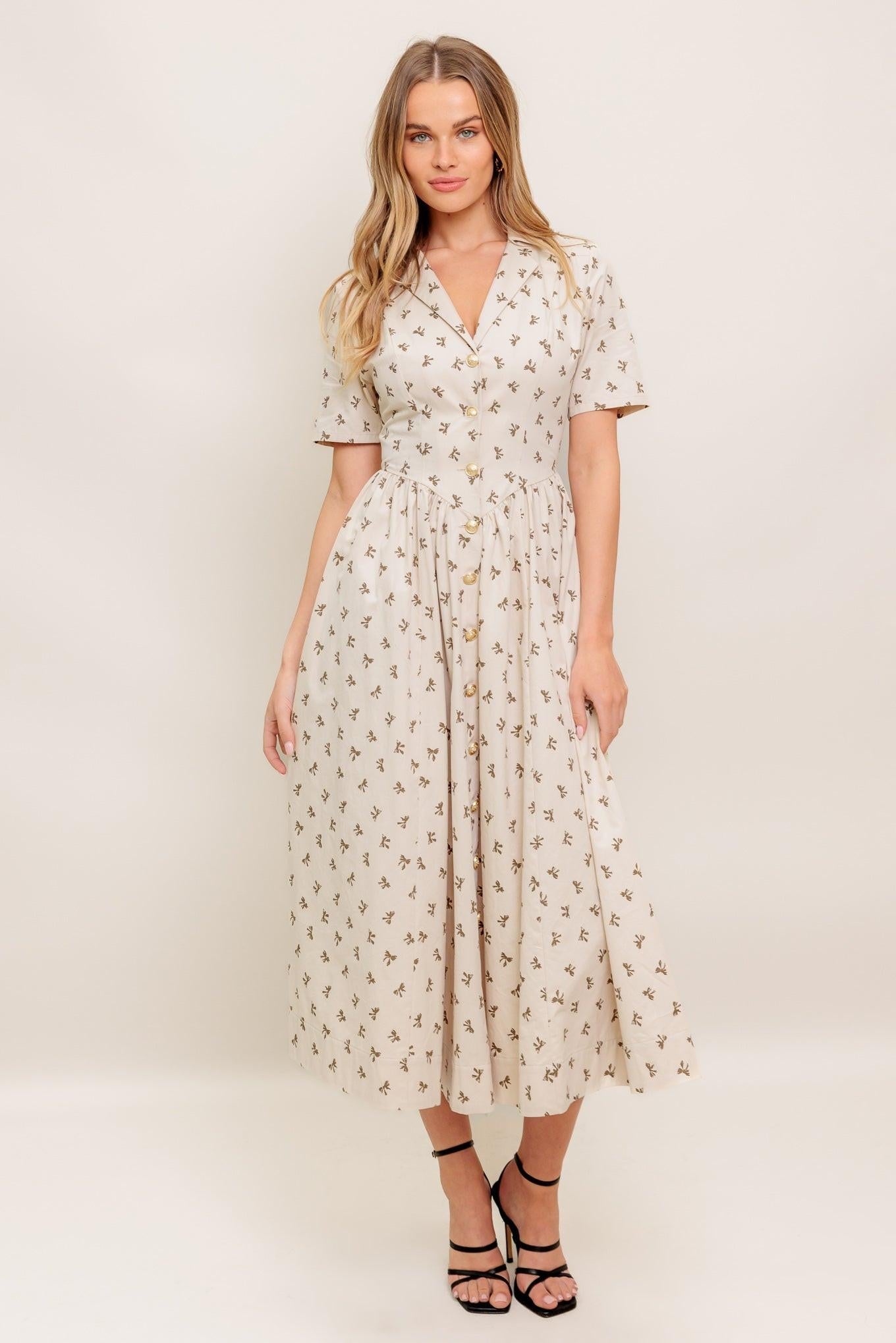 CANDY KISS BEIGE WOVEN MIDI DRESS - Glamourous Grace