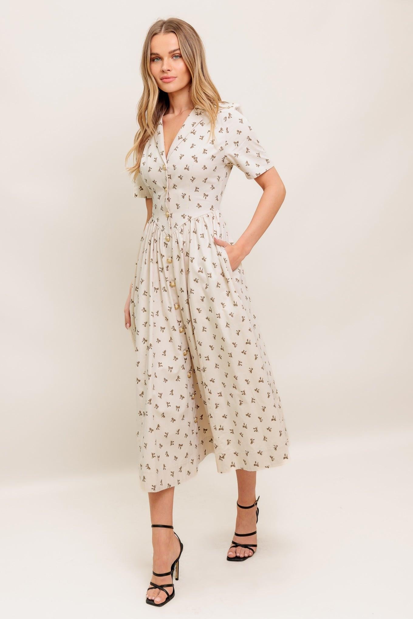 CANDY KISS BEIGE WOVEN MIDI DRESS - Glamourous Grace