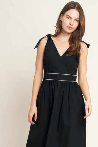 FOREST CHARM BLACK CREAM WOVEN MIDI DRESS - Glamourous Grace
