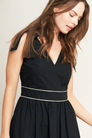 FOREST CHARM BLACK CREAM WOVEN MIDI DRESS - Glamourous Grace