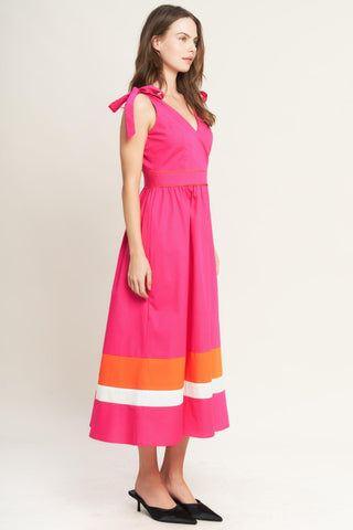 FOREST CHARM FUCHSIA ORANGE WOVEN MIDI DRESS - Glamourous Grace