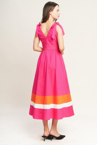 FOREST CHARM FUCHSIA ORANGE WOVEN MIDI DRESS - Glamourous Grace