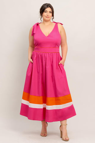 FOREST CHARM FUCHSIA ORANGE WOVEN MIDI DRESS - Glamourous Grace