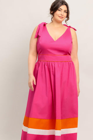 FOREST CHARM FUCHSIA ORANGE WOVEN MIDI DRESS - Glamourous Grace