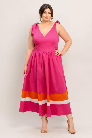 FOREST CHARM FUCHSIA ORANGE WOVEN MIDI DRESS - Glamourous Grace