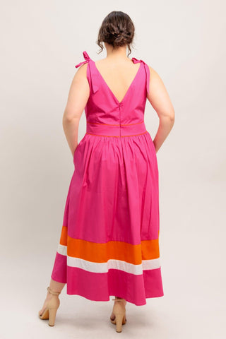 FOREST CHARM FUCHSIA ORANGE WOVEN MIDI DRESS - Glamourous Grace