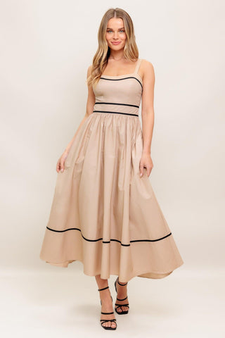 QUIET LUXE STRAP WOVEN MIDI DRESS - Glamourous Grace