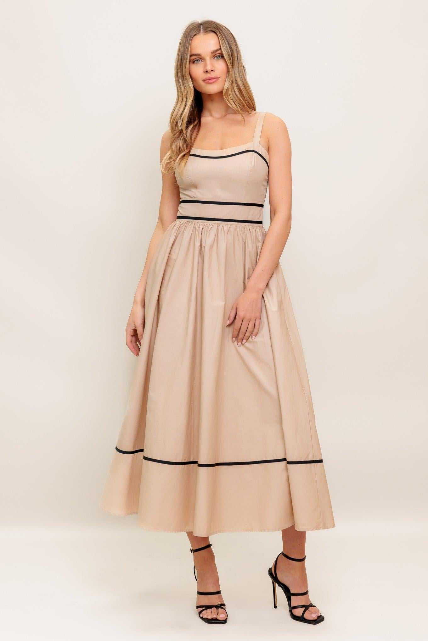 QUIET LUXE STRAP WOVEN MIDI DRESS - Glamourous Grace