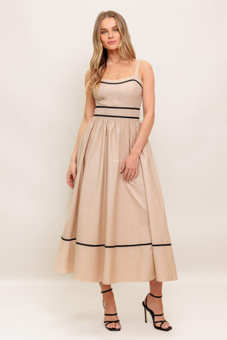 QUIET LUXE STRAP WOVEN MIDI DRESS - Glamourous Grace