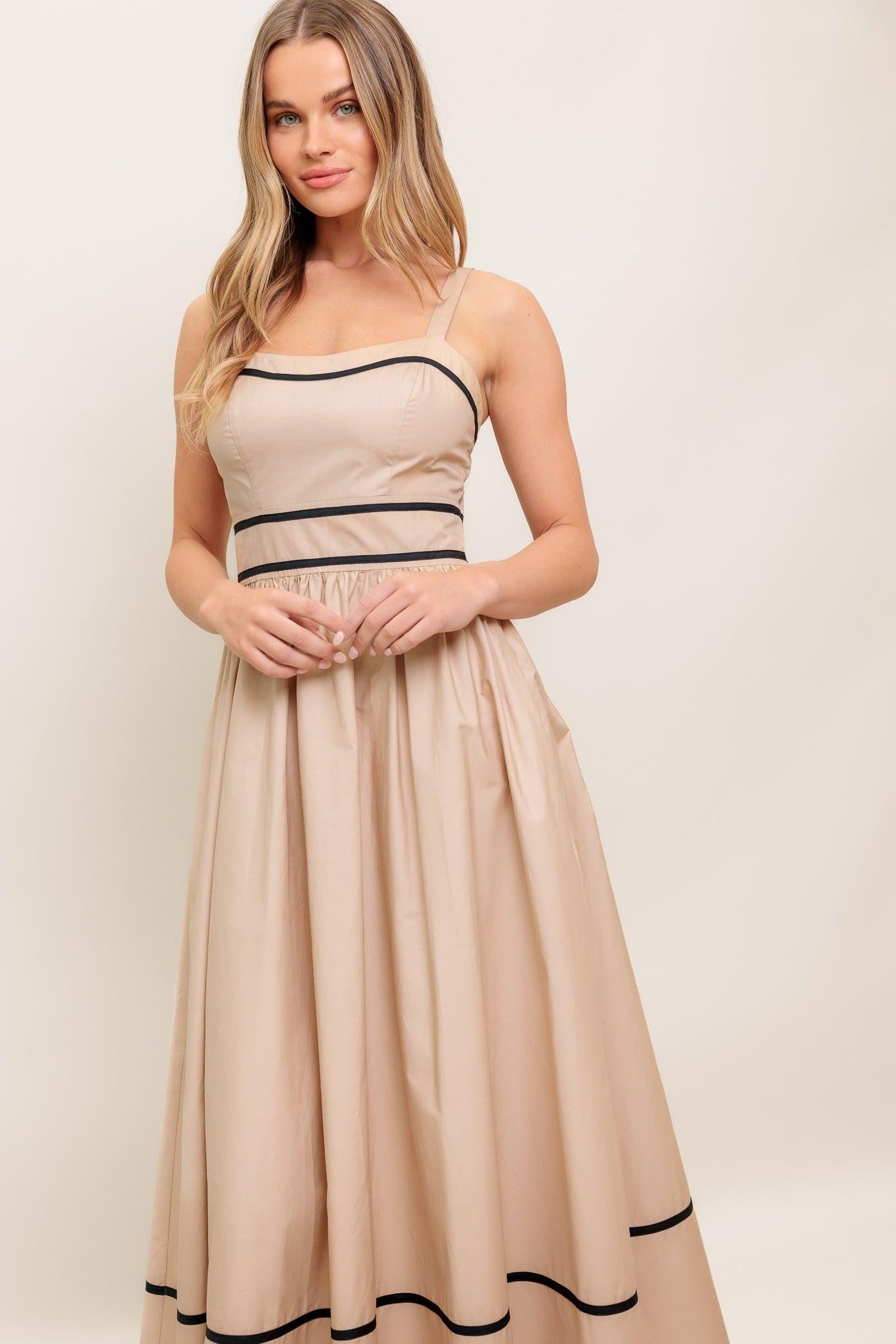QUIET LUXE STRAP WOVEN MIDI DRESS - Glamourous Grace
