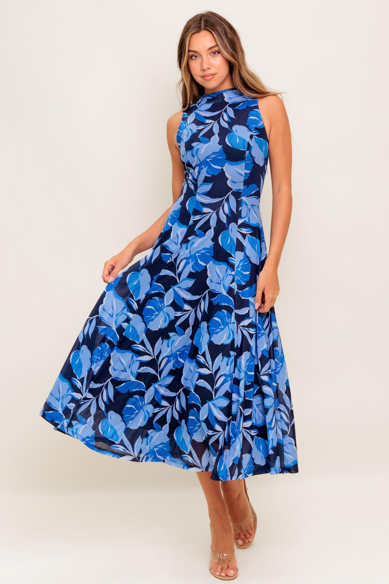 MIDNIGHT BLOOM WOVEN MIDI DRESS - Glamourous Grace
