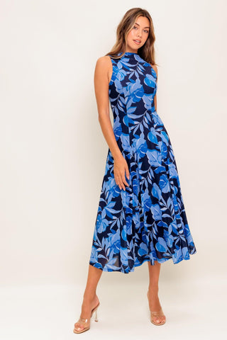 MIDNIGHT BLOOM WOVEN MIDI DRESS - Glamourous Grace
