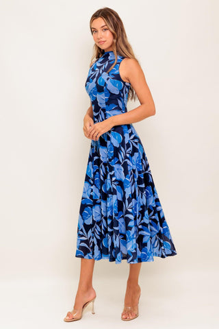 MIDNIGHT BLOOM WOVEN MIDI DRESS - Glamourous Grace
