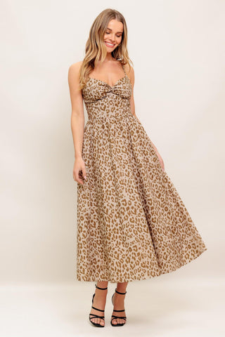 TENDER TOUCH TAUPE WOVEN MIDI DRESS - Glamourous Grace