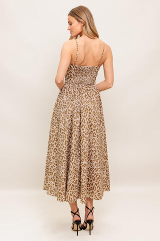 TENDER TOUCH TAUPE WOVEN MIDI DRESS - Glamourous Grace
