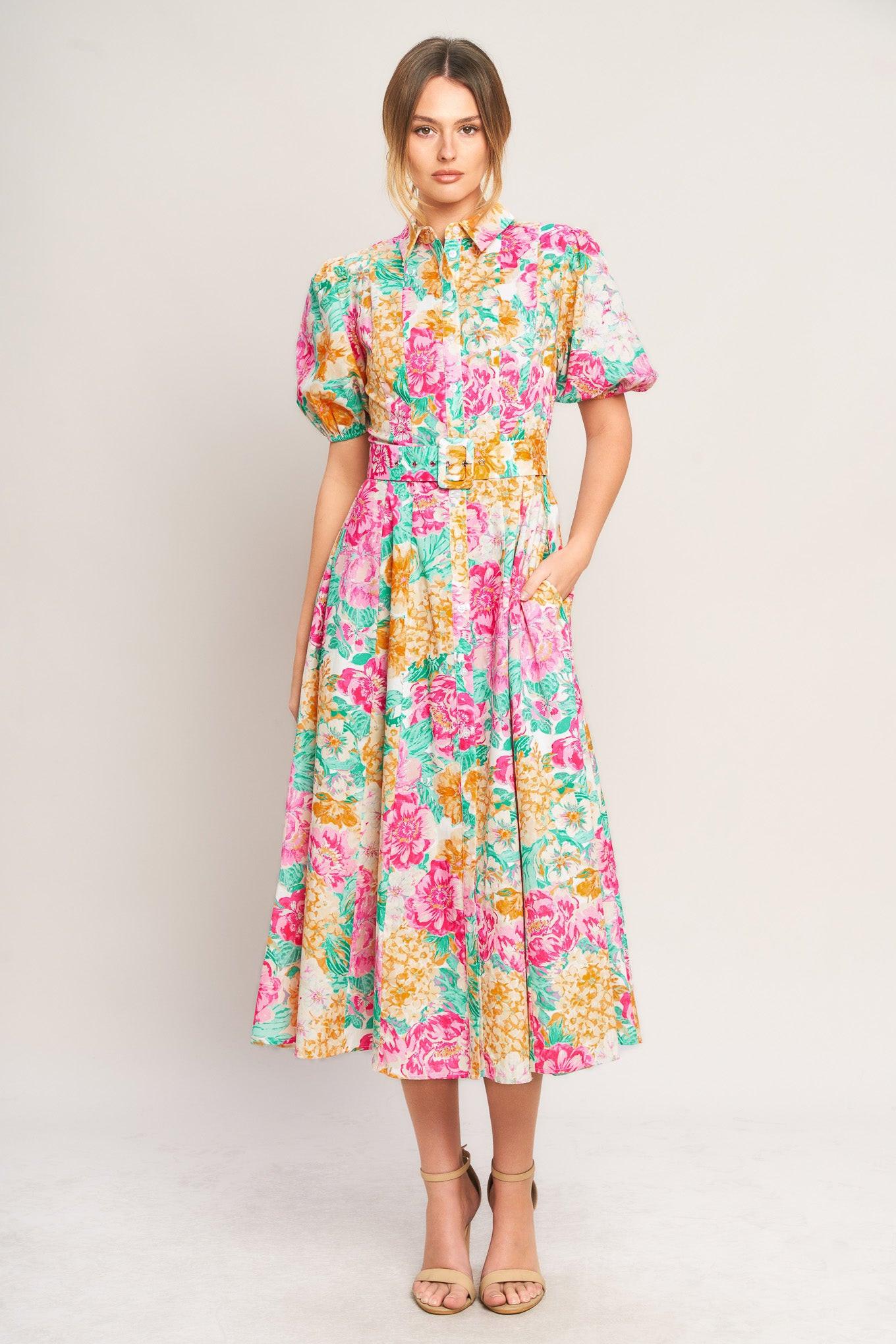BLOOMING GARDEN WOVEN MIDI DRESS - Glamourous Grace