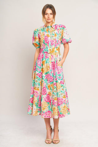 BLOOMING GARDEN WOVEN MIDI DRESS - Glamourous Grace