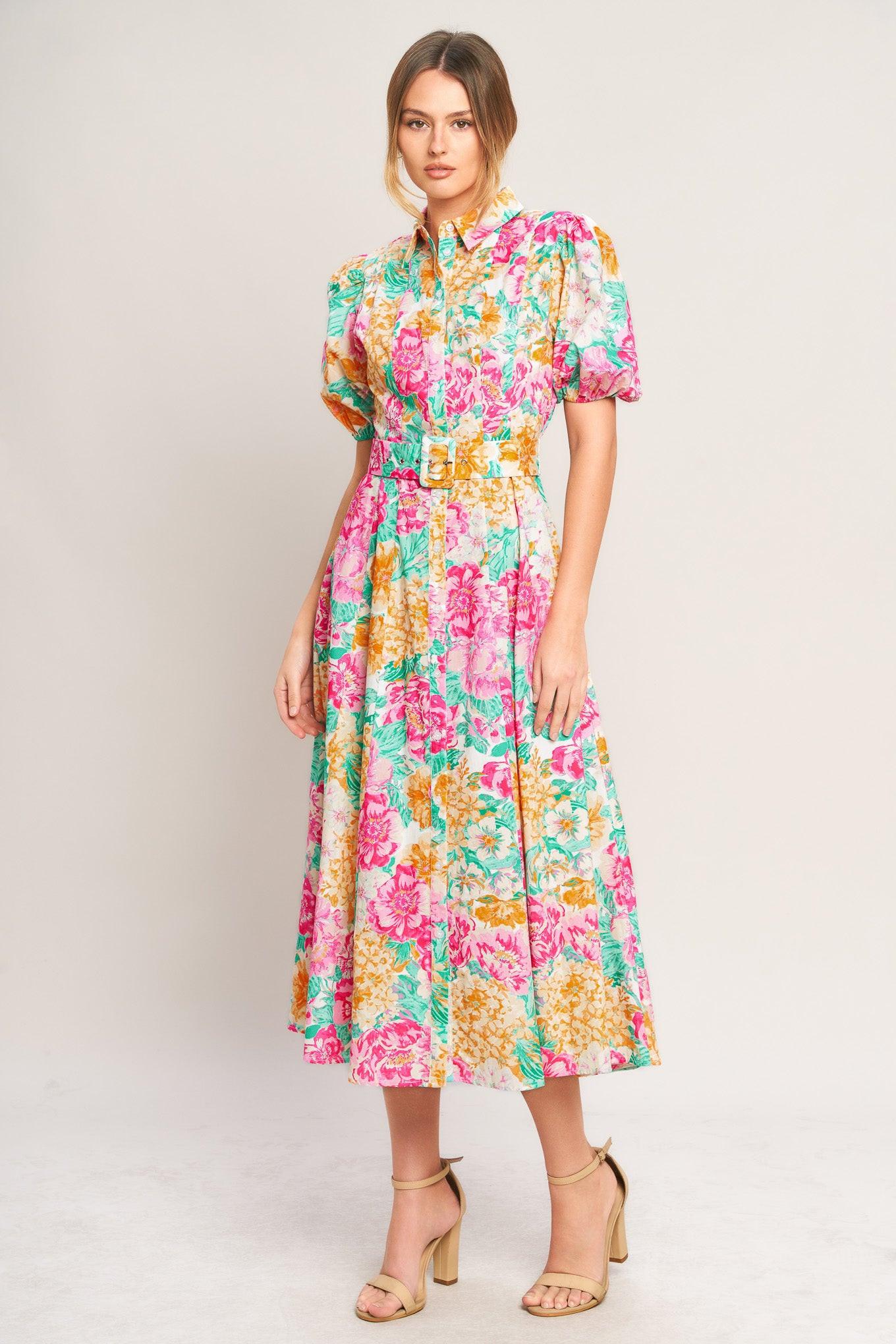 BLOOMING GARDEN WOVEN MIDI DRESS - Glamourous Grace